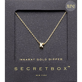 -K- Secret Box _ 14K Gold Dipped Monogram Pendant Necklace